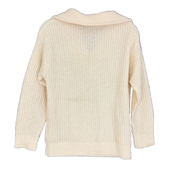 REISS Safia Ribbed Wool Alpaca 1/4 Zip Sweater XS Ivory Long Sleeve B84 - Picture 3 of 6